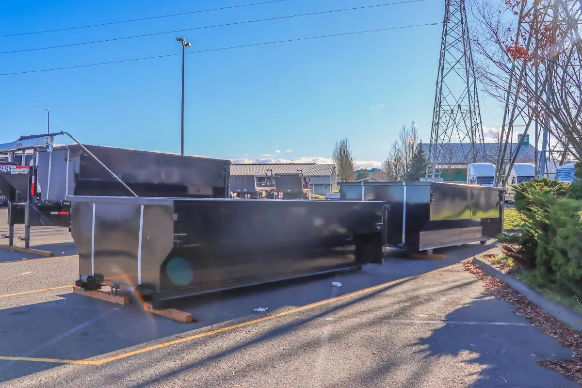 Roll-off dumpster ready for waste disposal at job site for Construction Dumpster Rental in Decatur